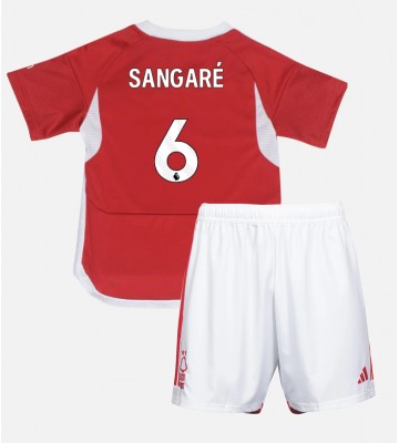 Nottingham Forest Ibrahim Sangare #6 Primera Equipación Niños 2023-24 Manga Corta (+ Pantalones cortos)